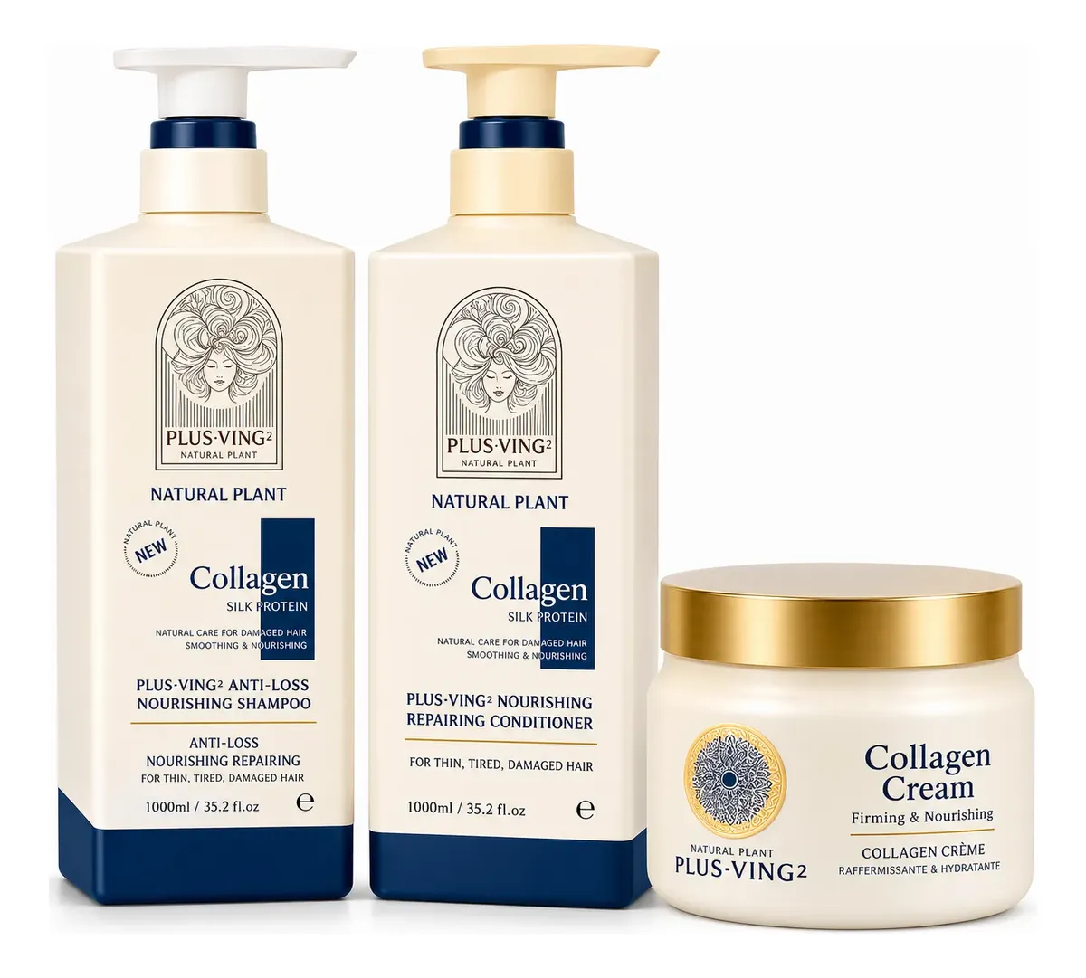 Pack Capilar Plus-Vinge Collagen – Shampoo, Acondicionador y Mascarilla